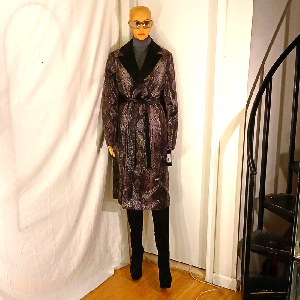 🔥NWT Marciano For Guess Black & Grey Faux Snakeskin Coat